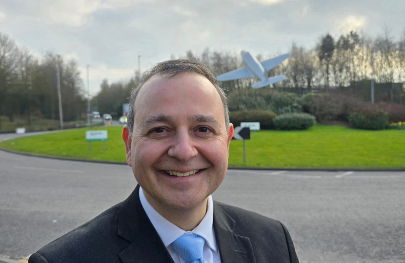 Alberto Costa MP at Sir Frank Whittle Memorial Roundabout, Lutterworth