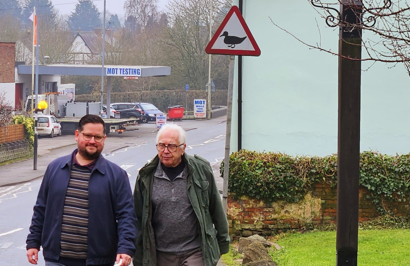 Cllr Ben Taylor and Cllr Mike Shirley in Sharnford
